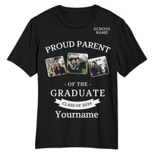 Load image into Gallery viewer, Custom Black White 3D Graduation Performance T-Shirt
