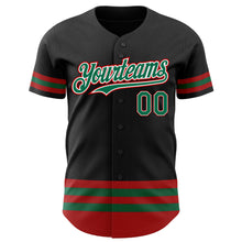 Load image into Gallery viewer, Custom Black Kelly Green-Red Line Authentic Baseball Jersey
