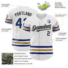 Load image into Gallery viewer, Custom White Royal-Old Gold Line Authentic Baseball Jersey
