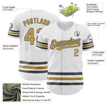 Load image into Gallery viewer, Custom White Old Gold-Steel Gray Line Authentic Baseball Jersey
