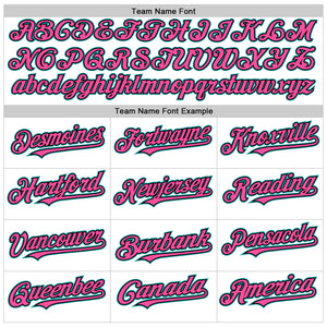 Custom White Pink Black-Teal Line Authentic Baseball Jersey