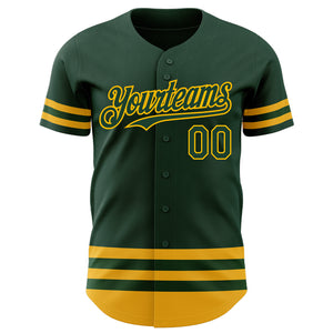 Custom Green Gold Line Authentic Baseball Jersey