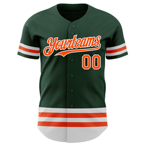 Custom Green Orange-White Line Authentic Baseball Jersey