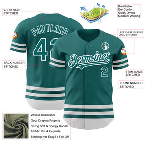 Custom Teal White Line Authentic Baseball Jersey