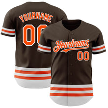 Load image into Gallery viewer, Custom Brown Orange-White Line Authentic Baseball Jersey
