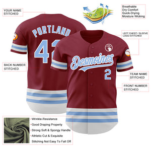 Custom Crimson Light Blue-White Line Authentic Baseball Jersey