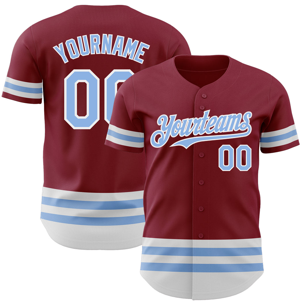 Custom Crimson Light Blue-White Line Authentic Baseball Jersey