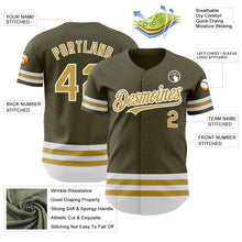 Load image into Gallery viewer, Custom Olive Old Gold-White Line Authentic Salute To Service Baseball Jersey
