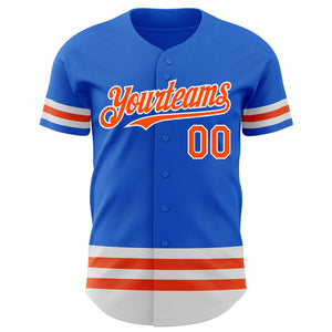 Custom Thunder Blue Orange-White Line Authentic Baseball Jersey