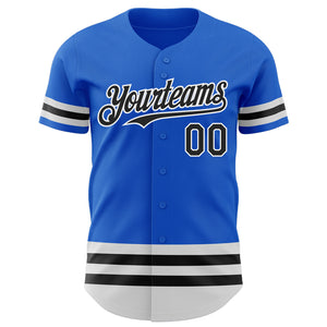 Custom Thunder Blue Black-White Line Authentic Baseball Jersey