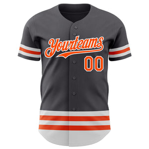 Custom Steel Gray Orange-White Line Authentic Baseball Jersey