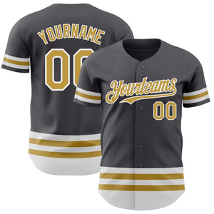 Custom Steel Gray Old Gold-White Line Authentic Baseball Jersey