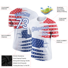 Load image into Gallery viewer, Custom White Royal-Red 3D American Flag Patriotic Performance T-Shirt
