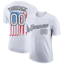 Load image into Gallery viewer, Custom White Black 3D American Flag Patriotic Performance T-Shirt
