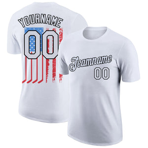 Custom White Black 3D American Flag Patriotic Performance T-Shirt