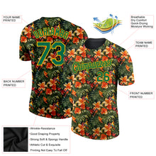 Load image into Gallery viewer, Custom Black Green-Yellow 3D Pattern Design Tropical Hawaii Plant With Bird Performance T-Shirt
