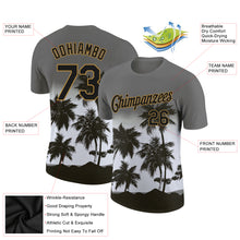 Load image into Gallery viewer, Custom Gray Black-Old Gold 3D Pattern Design Tropical Hawaii Palms Trees Performance T-Shirt
