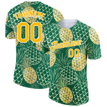 Load image into Gallery viewer, Custom Kelly Green Gold-White 3D Pattern Design Summer Holiday Pineapple Performance T-Shirt
