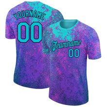 Load image into Gallery viewer, Custom Purple Lakes Blue-Black 3D Pattern Design Holi Festival Color Powder Performance T-Shirt
