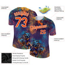 Load image into Gallery viewer, Custom Purple Orange-White 3D Pattern Design Holi Festival Color Powder Performance T-Shirt
