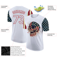 Load image into Gallery viewer, Custom White Red 3D Skull Head With American Flag Performance T-Shirt
