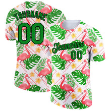 Load image into Gallery viewer, Custom White Grass Green-Black 3D Pattern Design Tropical Hawaii Flamingo Performance T-Shirt
