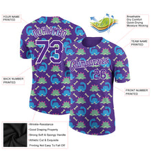 Load image into Gallery viewer, Custom Purple White 3D Pattern Design Dinosaur Performance T-Shirt
