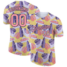 Load image into Gallery viewer, Custom White Medium Pink-Navy 3D Pattern Design Hawaii Palm Leaves Performance T-Shirt

