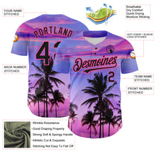 Load image into Gallery viewer, Custom Purple Black-Pink 3D Pattern Design Hawaii Palm Trees Authentic Baseball Jersey
