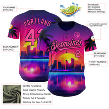 Load image into Gallery viewer, Custom Purple Pink-Black 3D Miami Palm Trees City Edition Authentic Baseball Jersey
