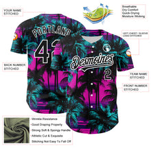 Load image into Gallery viewer, Custom Pink Black-White 3D Pattern Design Beach Hawaii Palm Trees Authentic Baseball Jersey
