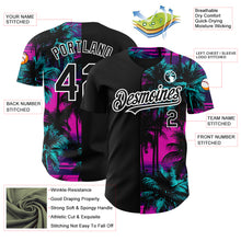 Load image into Gallery viewer, Custom Pink Black-White 3D Pattern Design Beach Hawaii Palm Trees Authentic Baseball Jersey
