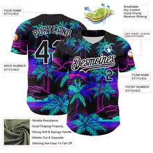 Load image into Gallery viewer, Custom Black White 3D Pattern Design Beach Hawaii Palm Trees Authentic Baseball Jersey
