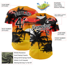 Load image into Gallery viewer, Custom Yellow Black White 3D Pattern Design Beach Hawaii Palm Trees Authentic Baseball Jersey
