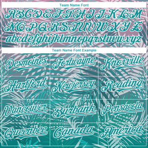 Custom Teal White 3D Pattern Design Tropical Hawaii Palm Leaves Authentic Baseball Jersey