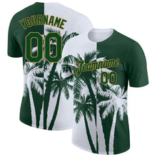 Load image into Gallery viewer, Custom Green Old Gold-White 3D Pattern Design Hawaii Coconut Trees Performance T-Shirt
