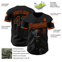 Load image into Gallery viewer, Custom Black Orange 3D Skull Fashion Authentic Baseball Jersey
