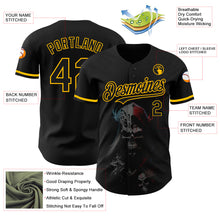 Load image into Gallery viewer, Custom Black Gold 3D Skull Fashion Authentic Baseball Jersey
