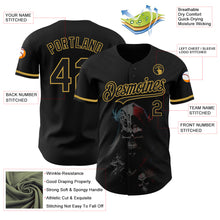 Load image into Gallery viewer, Custom Black Old Gold 3D Skull Fashion Authentic Baseball Jersey
