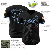 Load image into Gallery viewer, Custom Black Light Blue 3D Skull Fashion Authentic Baseball Jersey
