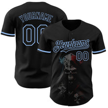 Load image into Gallery viewer, Custom Black Light Blue 3D Skull Fashion Authentic Baseball Jersey
