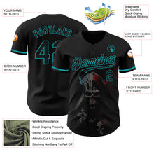 Load image into Gallery viewer, Custom Black Teal 3D Skull Fashion Authentic Baseball Jersey
