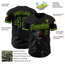 Load image into Gallery viewer, Custom Black Neon Green 3D Skull Fashion Authentic Baseball Jersey
