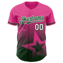 Load image into Gallery viewer, Custom Pink Green-White 3D Pattern Design Gradient Style Twinkle Star Authentic Baseball Jersey
