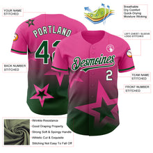 Load image into Gallery viewer, Custom Pink Green-White 3D Pattern Design Gradient Style Twinkle Star Authentic Baseball Jersey
