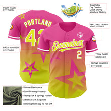 Load image into Gallery viewer, Custom Pink Neon Yellow-White 3D Pattern Design Gradient Style Twinkle Star Authentic Baseball Jersey
