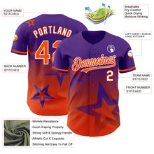 Load image into Gallery viewer, Custom Purple Orange-White 3D Pattern Design Gradient Style Twinkle Star Authentic Baseball Jersey
