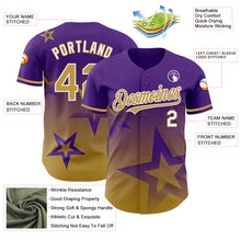 Load image into Gallery viewer, Custom Purple Old Gold-White 3D Pattern Design Gradient Style Twinkle Star Authentic Baseball Jersey
