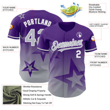 Load image into Gallery viewer, Custom Purple Gray-White 3D Pattern Design Gradient Style Twinkle Star Authentic Baseball Jersey
