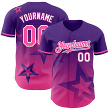 Load image into Gallery viewer, Custom Purple Pink-White 3D Pattern Design Gradient Style Twinkle Star Authentic Baseball Jersey
